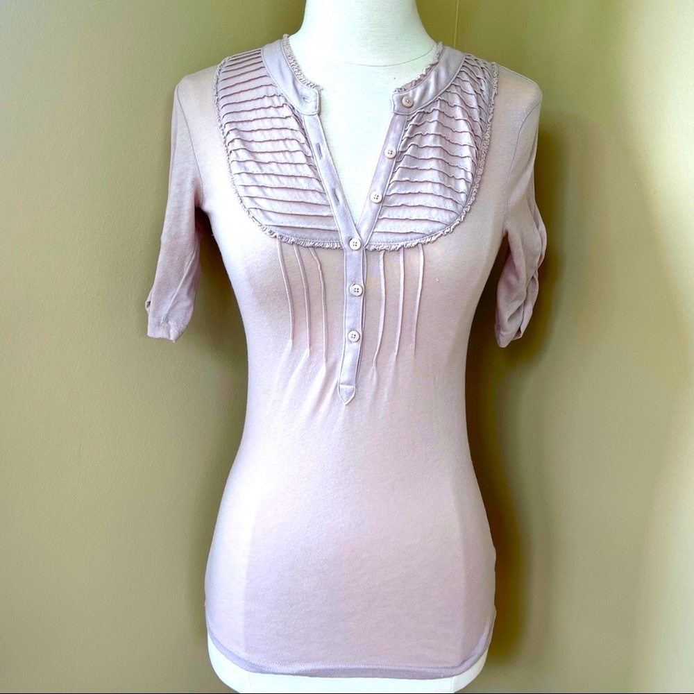 Frenchi fitted button tan blouse